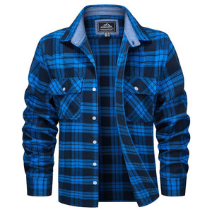 <b>Flannel</b> Shirts Cotton Long Sleeve Plaid Shirt Casual Fashion Button up Shirts <b>Jackets</b> with 2 Pockets - Product Image 5