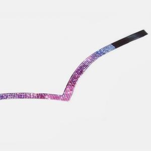 Bandeau de tête pour cheval en cuir véritable de qualité supérieure, en forme de V profond, avec de minuscules cristaux roses et blancs, strass, diamants - Product Image 3