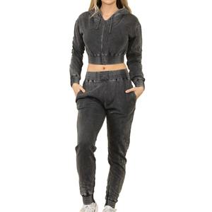 Conjunto Deportivo para Mujer con Lavado Ácido, Diseño de Logotipo Bordado, Servicio OEM, Diseño ODM, Temporada de Otoño, Último Diseño 2025 - Product Image 3