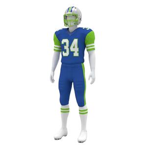 Uniforme de football américain haut de gamme, maillot à col en V, pantalon court extensible, logos et noms personnalisés - 100% polyester, séchage rapide, respirant - Product Image 1