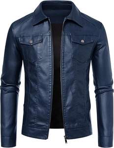 Veste en cuir pour homme tendance, idéale pour l'hiver, grande taille, motif uni, imperméable, coupe-vent, prix raisonnable - Product Image 3