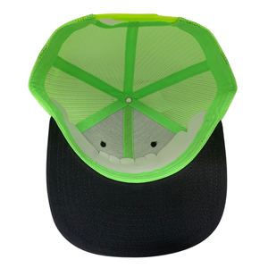 Gorra Trucker de 6 Paneles INJAE VINA con Parche de Logotipo Bordado, Verde Neón y Negro, Malla Transpirable, Ajustable, Hebilla de Una Sola Fila, Estructurada - Product Image 4