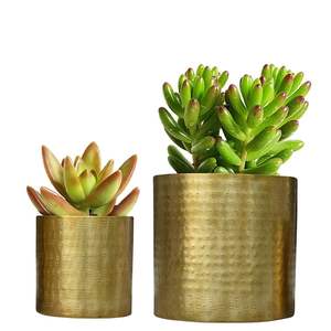 Ensemble de 2 pots de fleurs modernes et élégants en métal doré pour hôtels et jardins, vase décoratif pour la maison, accessoires de décoration - Product Image 1