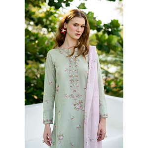 เสื้อชีฟองพิมพ์ลายดิจิทัล IZNIK-3PC พร้อมผ้าคลุมไหล่ปักลายไหมและกางเกงพิมพ์ลาย-BIC-035 - Product Image 2