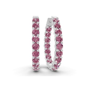 Boucles d'oreilles créoles violettes en diamant de laboratoire rond de 1 carat (poids total) clarté VS, en or massif 14K, d'inspiration royale, avec un éclat profond et somptueux - Product Image 2