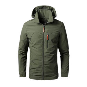 Chaqueta cortavientos de nailon 100% para hombre de Pakistán, piel de oveja y tela de lona, Jersey a prueba de lluvia, capucha de viento - Product Image 1