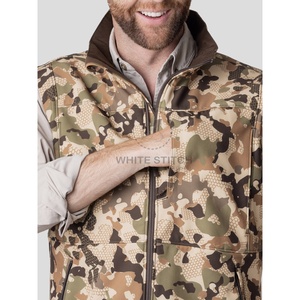 Gilet de chasse Upland orange vif et beige, camouflage et matériau imperméable, gilets personnalisés pour hommes, logo personnalisé - Product Image 3