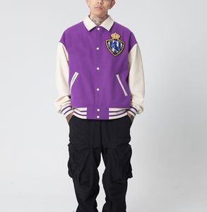 Applique Chenille <b>Patches</b> Varsity Jacket Outdoor Winter Men Vintage Streetwear College Letterman Baseball Bomber Jacket - Product Image 3