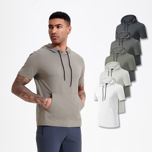 Camiseta con capucha para hombre, ajustada, transpirable, de secado rápido, ligera, informal, deportiva, para correr, talla europea, poliéster/algodón, envío DDP - Product Image 1