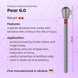 Broca de Diamante para Uñas con Logotipo Personalizado de Alta Calidad, Fórmula Profi, 6.0 mm, Grano Rojo - Product Image 3