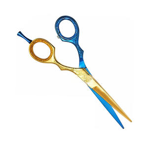 Tijeras de Peluquería Profesionales con Mango Elegante, Color Dorado y Azul, de Acero Metálico, para un Corte de Pelo Estilizado - Product Image 4