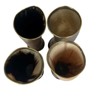 Cuerno vikingo para beber de la mejor calidad, recipiente de vidrio hecho a mano, cuerno Natural, vaso de chupito, borde dorado tallado, Navidad decorativa - Product Image 5