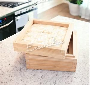 100% bambou naturel carré vapeur cuisine organisateur vapeur en bois pour boulettes cuiseurs accessoires - Product Image 6