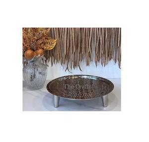 Bandeja de Servir de Acero Inoxidable de Diseño Exclusivo en Color Dorado, Redonda, con Patas, a Precios Accesibles - Product Image 3