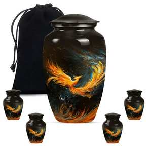 Majestic Phoenix Urne de crémation 10 "Grande urne & 3" Souvenir Urne décorative commémorative symbolique élégante pour souvenir de cendres adultes - Product Image 5