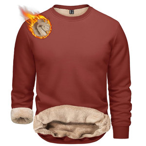 Sweat-shirt à manches longues en coton chanvre Muscle Fit pour homme Doublure Sherpa Manches longues sans capuche extensible Fabricant OEM - Product Image 6