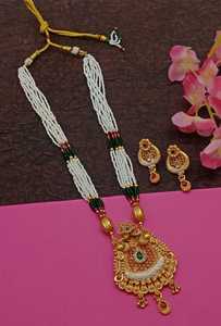 DERNIER BIJOUX TRADITIONNELS MOTIPEARL & MINAKARI ENSEMBLE LONG COLLIER PENDENTIF AVEC ENSEMBLE DE BOUCLES D'OREILLES CORRESPONDANTES POUR FEMMES ET FILLES - Product Image 2