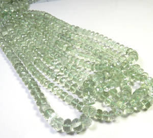 Cuentas de corte facetadas Rondelle de amatista verde natural 7-10mm Grado superior 200 quilates en piedras preciosas sueltas de 16 "Strand - Product Image 1