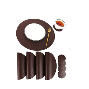 ชุดแผ่นรองบนโต๊ะรับประทานอาหารทำจากหนังพร้อมจานรองแก้วงานแฮนด์เมด - Product Image 6