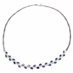 Collar de Plata de Ley 925 con Patrón de Vía Navegable y Cristales Blancos y Azules - Product Image 4