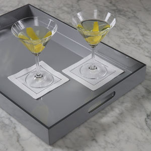 Plateau en laque haut de gamme en plateau rectangulaire gris brillant pour maisons de luxe plateau de service de couleur personnalisée pour la décoration intérieure - Product Image 5