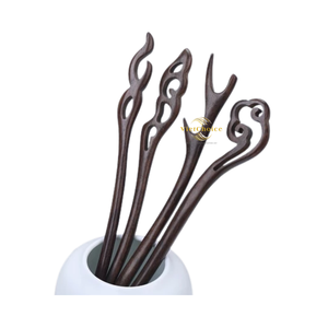 Pasador de pelo de madera de estilo vintage, hecho a mano, de madera maciza, para peinados elegantes. - Product Image 5