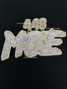 Joyería STAR, Colgante de Letra Unisex con Diamante Cultivado en Laboratorio, Chapado en Oro de 10K, Corte Brillante, Estilo Hip Hop, Personalizado, para Uso Diario - Product Image 2