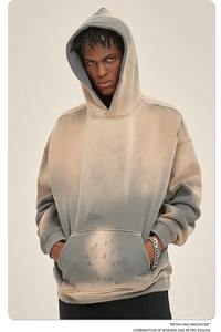 Pull en éponge française Sweats à capuche surdimensionnés 100% coton Logo rétro Pull 100% coton Acid Washed Hoodie 300 Gsm Hoodie - Product Image 3