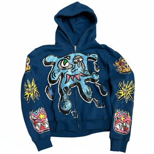 Customized Design Most Demanded oversized <b>drop</b> shoulder Zipper mens Hoodie Digital Printed 100% Cotton fleece Solid Factory Made - Product Image 2