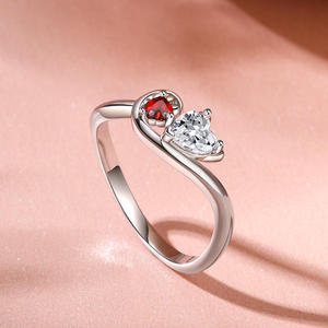 Jeulia Sterling Silver <b>Cat</b> Heart <b>Ring</b> with Garnet Rhodium Plated Bezel Setting - Product Image 6