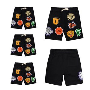 Premium High Street French Terry Pants Hip Hop Short Chenille Bordado Cordón Cintura elástica Custom Patchwork Sports Shorts - Product Image 1