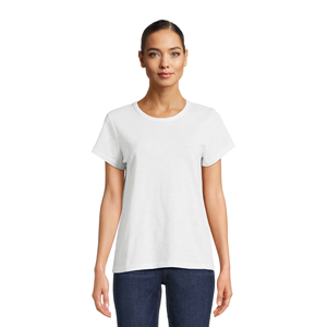 Camisetas de talla grande para mujer con cuello redondo de alta calidad, diseño personalizado de Color sólido a la moda, ropa informal elegante para mujer - Product Image 5