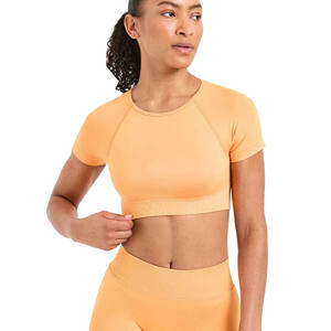 Hauts courts écologiques personnalisables pour femmes été à manches courtes vêtements actifs pour Yoga Gym T-shirts d'entraînement vêtements de sport - Product Image 4