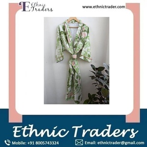 Alta calidad Indio hecho a mano acolchado Kimono vestido de mujer hasta el suelo Maxi vestido cintura Natural suministro al por mayor disponible - Product Image 6