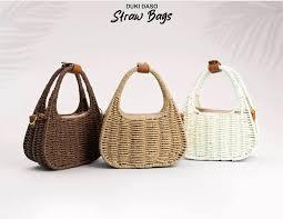Bolso Bandolera Pequeño de Paja para Mujer, Bolso de Mano Tejido a Mano Natural, Bolso de Hombro de Ratán para Playa con Correa de Cuero - Product Image 5