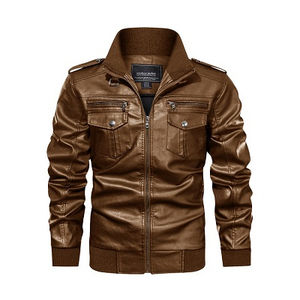 Chaqueta de Motocicleta de Invierno Cortavientos para Hombre, Piel de Oveja Genuina, Estilo Urbano, Cuello Alto, Cierre de Cremallera, Tinte Liso, Ecológica y Cálida - Product Image 6