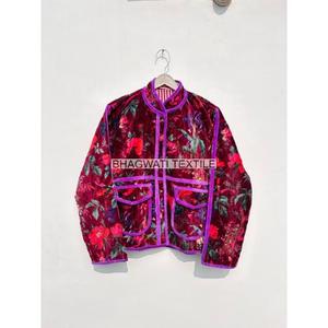 Oiseau de luxe imprimé veste courte à la main velours Vintage Suzani veste d'hiver fête porter cadeau pour elle - Product Image 2