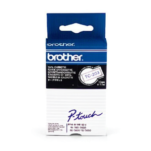 Cassette de ruban adhésif blanc/bleu Brother P-touch TC-203 12 mm x 7,7 m pour usage bureautique, haute visibilité, produit BROTHER - Product Image 3