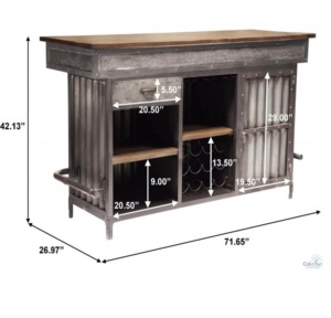 Thiết kế nội thất công nghiệp hiện đại thanh độc lập với tấm kim loại sóng & quầy bar đường sắt chân, Giá rượu - Product Image 2