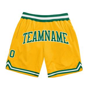 Industrie Direct Engro Sportswear Short de basket-ball Custom Gold Kelly Green-White Authentic Throwback Basketball Shorts - Product Image 1
