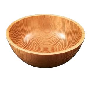 Bol de service rond en bois Finition naturelle Saladier de conception classique et forme ronde Couleur marron clair Matériau en bois de luxe - Product Image 1