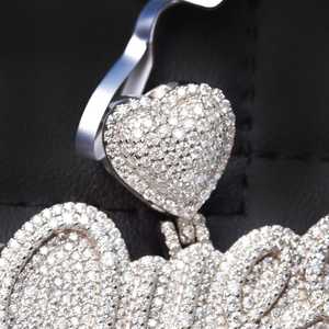 Iced Out QUEEN Letter Pendant Moissanite Round Brilliant Cut Diamond 925 Silver Party Gift for Fine Jewelry Pendants & <b>Charms</b> - Product Image 3