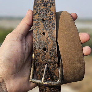 Ceinture décontractée en cuir suédé véritable 100% fait à la main avec boucle en alliage belle conception pour hommes et femmes - Product Image 1