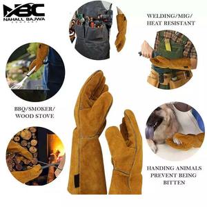 Guantes de soldadura de cuero dividido de vaca de piel de cabra tamaño XL Forro de algodón antideslizante de alta calidad Protección de brazo de mano resistente al calor - Product Image 3