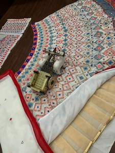 Lehenga Choli para mujer boda Georgette Lehenga adornado con espejos reales trabajo de bordado - Product Image 5