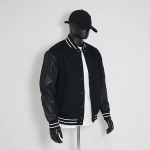 Chaqueta Universitaria Vintage Personalizada para Hombre, Cuello Alto de Lona, Invierno, Lana, Cierre de Cremallera, Deportiva, Tejida, Informal, Secado Rápido, Transpirable - Product Image 3