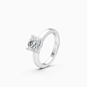 Anillo de compromiso clásico solitario con diamante cultivado en laboratorio de cuatro puntas redondas de 1.25 quilates en oro amarillo, blanco y rosa de 9 quilates. - Product Image 3