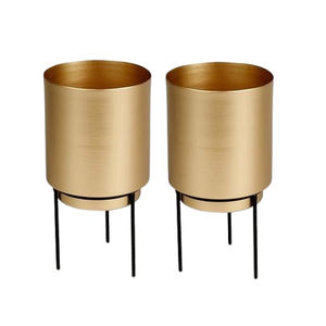 Jardinière en métal couleur or avec support Pots de plantes de taille et de forme personnalisées pour une utilisation intérieure et extérieure - Product Image 1