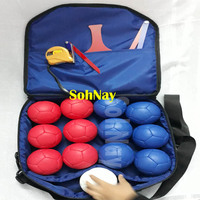 Kit d'arbitre de Boccia avec logo personnalisé et ensemble de balles (6 rouges, 6 bleues, 1 blanche, 13 balles au total) avec sac de transport inclus