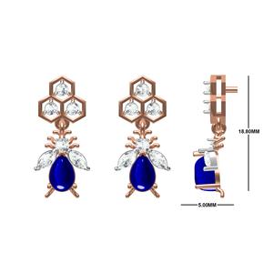 Elegantes pendientes de diamantes de laboratorio de belleza brillantes y éticos en oro de 10K/14K/18K chapado en rodio de corte brillante-diseño bonito para mujeres - Product Image 2